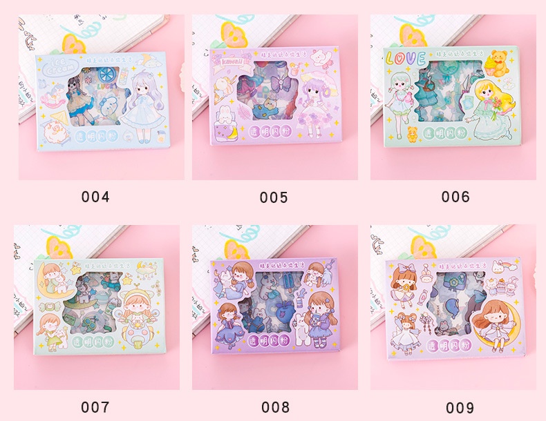 4Pcs/Box Creative Transparent Sparkling Pink Hand Ledger Sticker Set ...