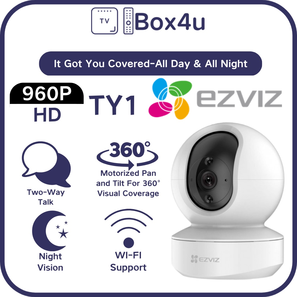 EZVIZ TY1 960P Full HD Pan & Tilt Wi-Fi Home Security Camera SMART ...