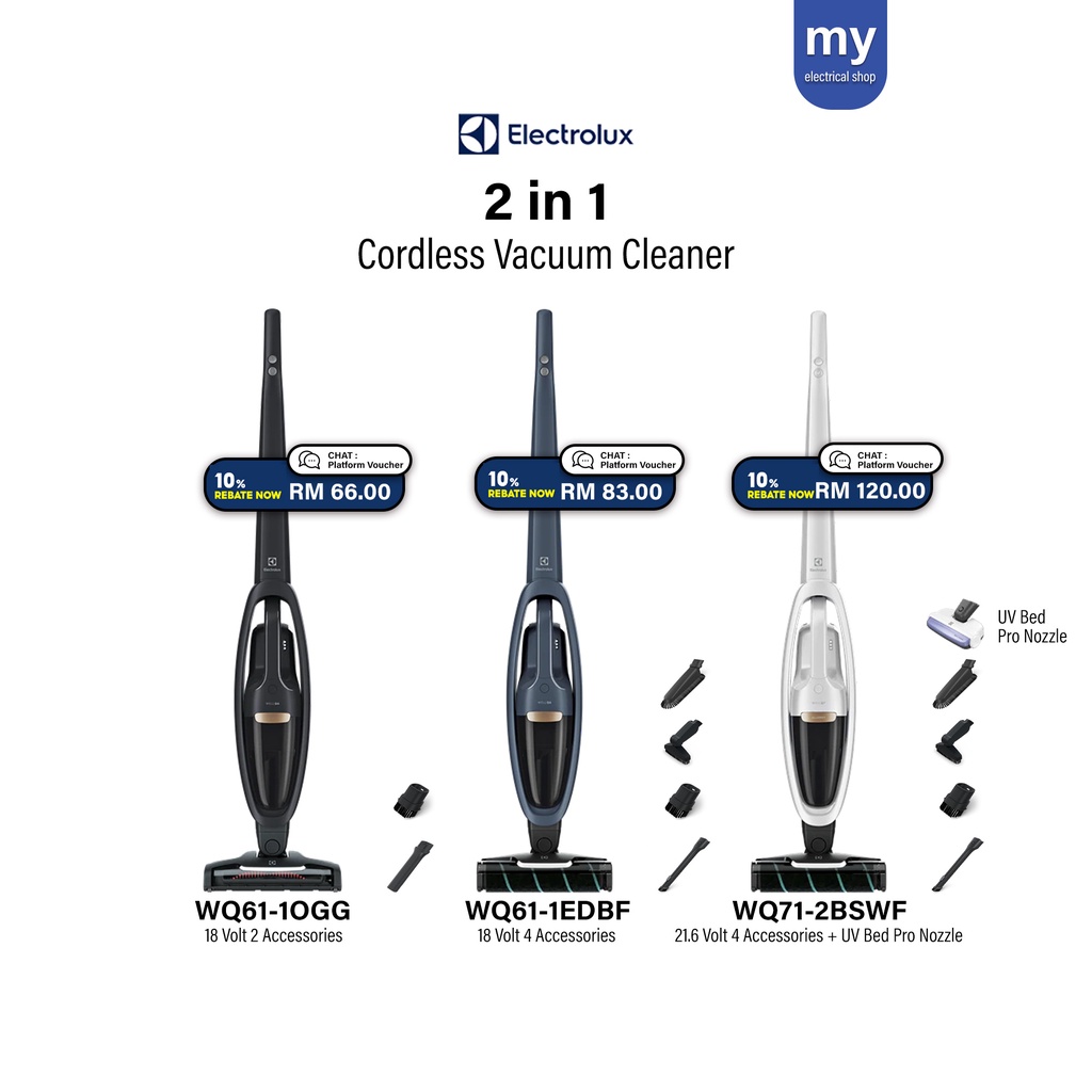 Electrolux 2 in 1 Cordless Vacuum Cleaner WQ611OGG WQ611EDBF WQ71