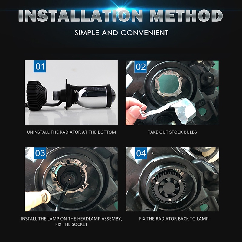 2PCS Universal Headlamps Canbus Y6 H4 LED Car Headlight 6500k Mini Lens ...
