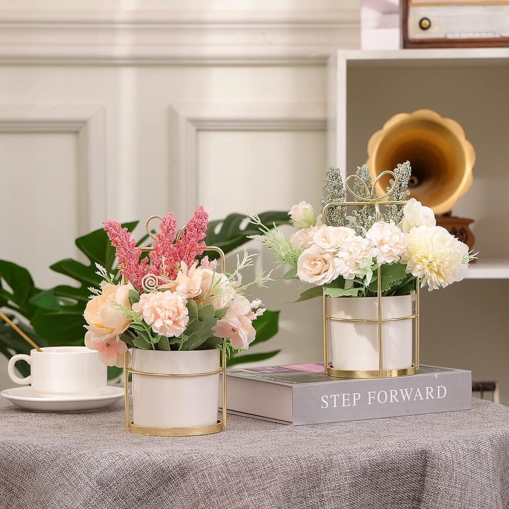 Faux Flowers in Vase Fake Silk Flower Arrangements with Vase Artificial ...