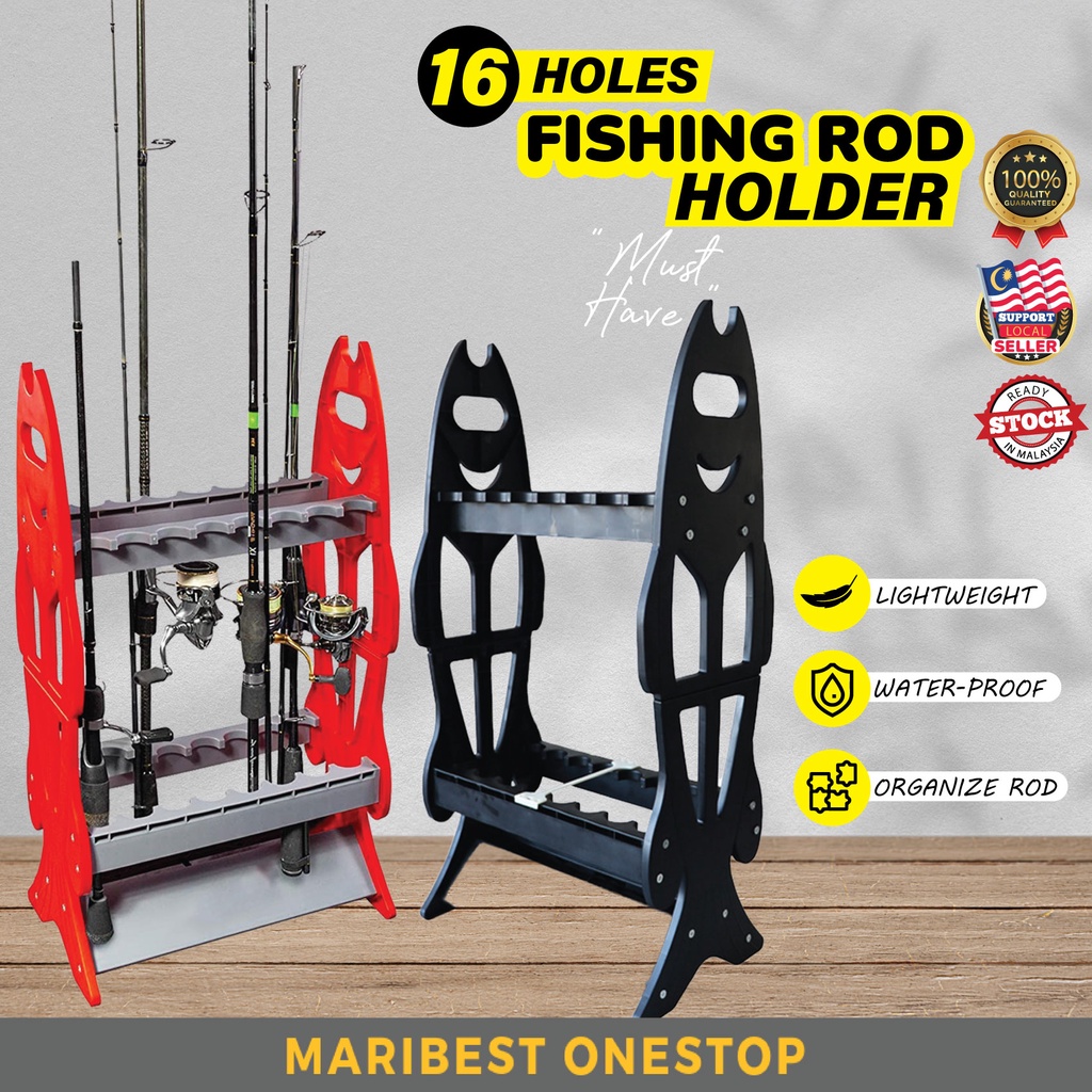 16 Holes Fishing Rod Holder Stand Rack Fishing Tool Equipment ...