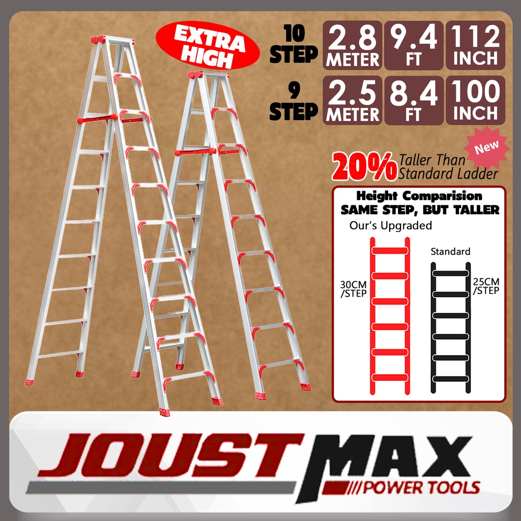 9/10 Step Ladderman Extra Tall Aluminium Double Sided Ladder Multi ...