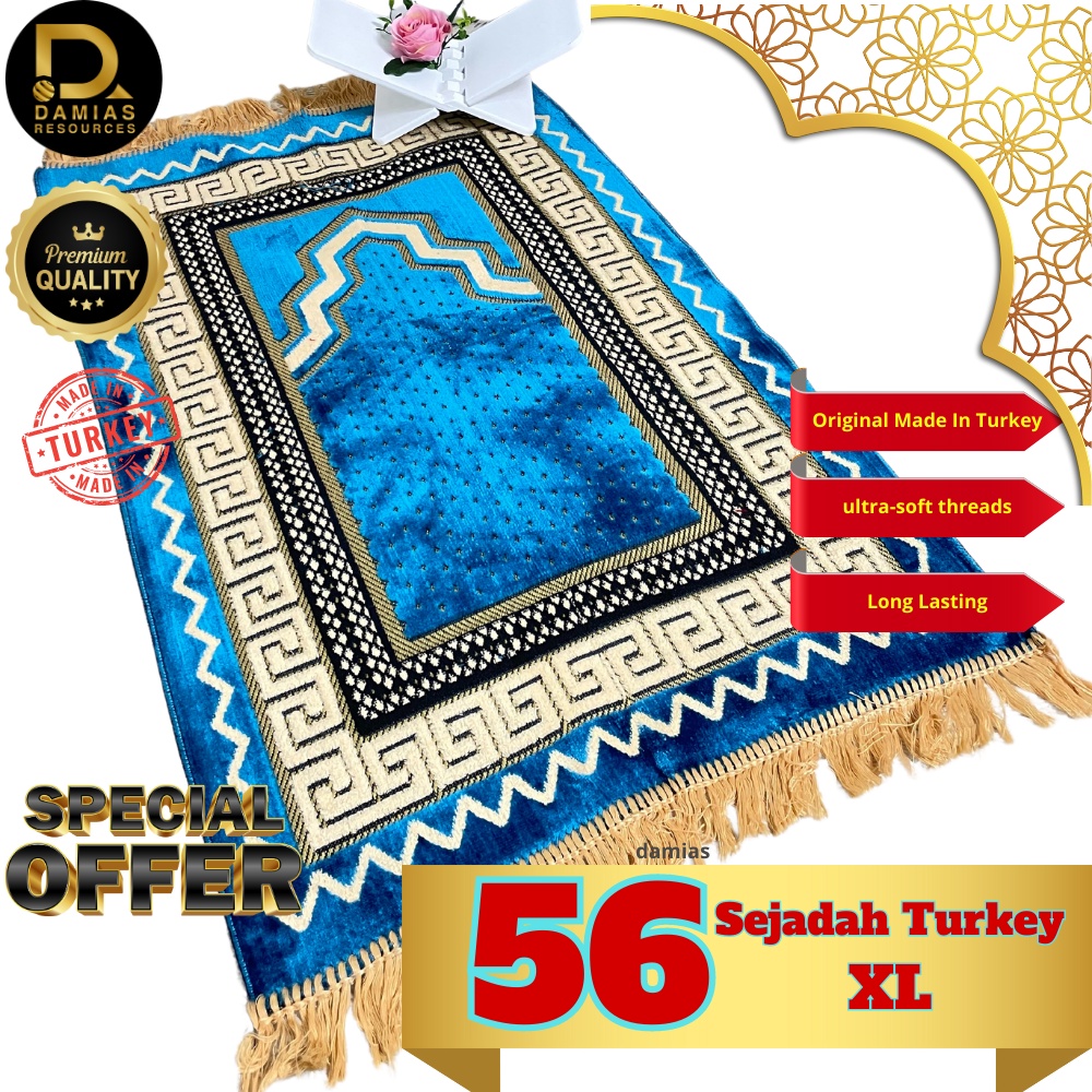 Sejadah Turki Turkey Prayer Mat sulam 120 cm x 70 cm x 6mm [ XL