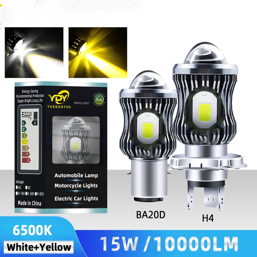 10000lm H4 Led Moto Ba20d Led Motorcycle Headlight Lamps Csp Lens White Yellow Hi Lo Lamp 9163