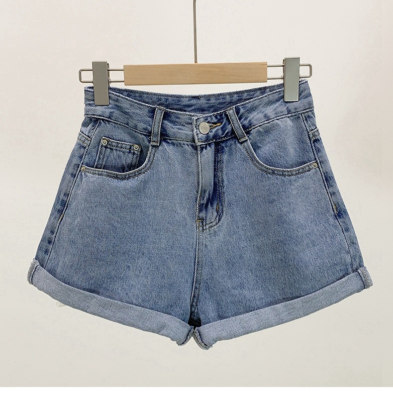 High Quality Denim Shorts for Women's Korean Loose Fitting Curled Wide ...
