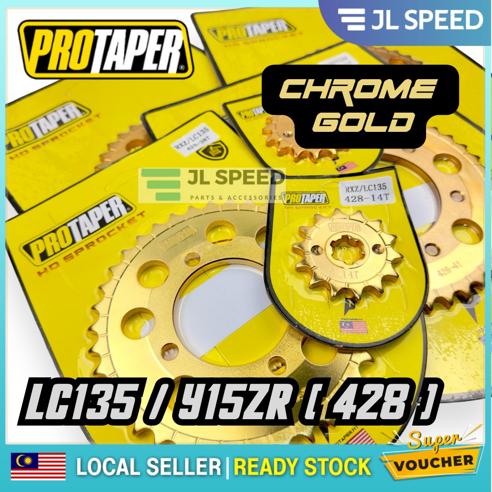 PROTAPER 428 SPROCKET CP1 CHROME GOLD EMAS LC 135 LC135 Y15 Y15ZR Y16