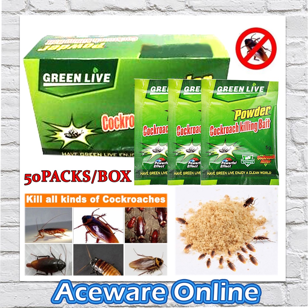 50pcs/Box Insecticide Cockroach Killing Bait Powder 5g/pack | Shopee ...