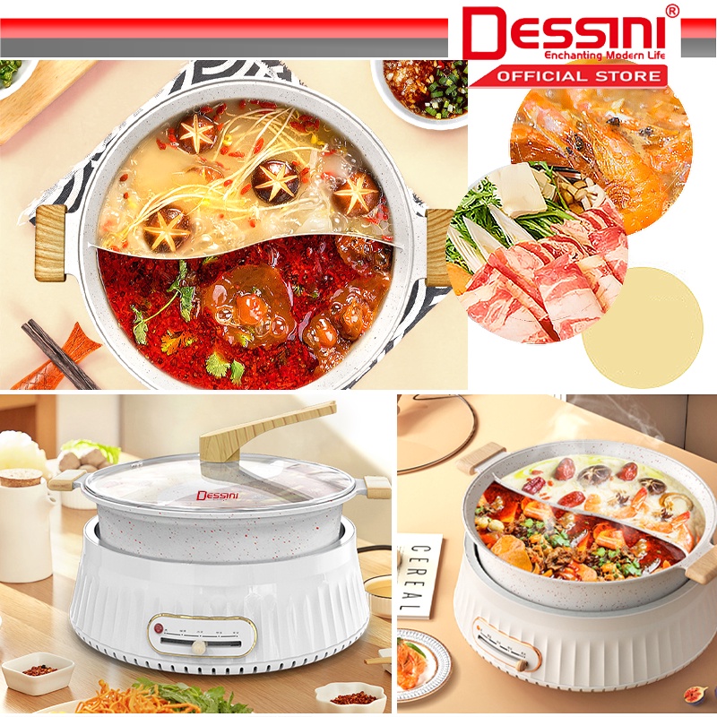 Dessini Italy Electric Cooker Hot Pot Steamboat Casserole Non Stick