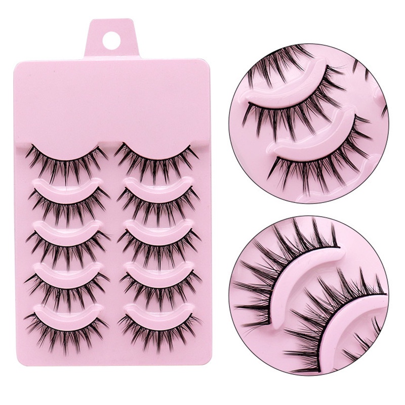 5pairs 3D False Eyelashes Lash Extension Cross Curling Natural Fairy ...