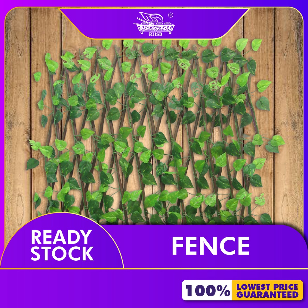 ARTIFICIAL GRASS LEAF FENCE /STRETCH FENCE /EXPANDABLE HEDGE WOOD FENCE
