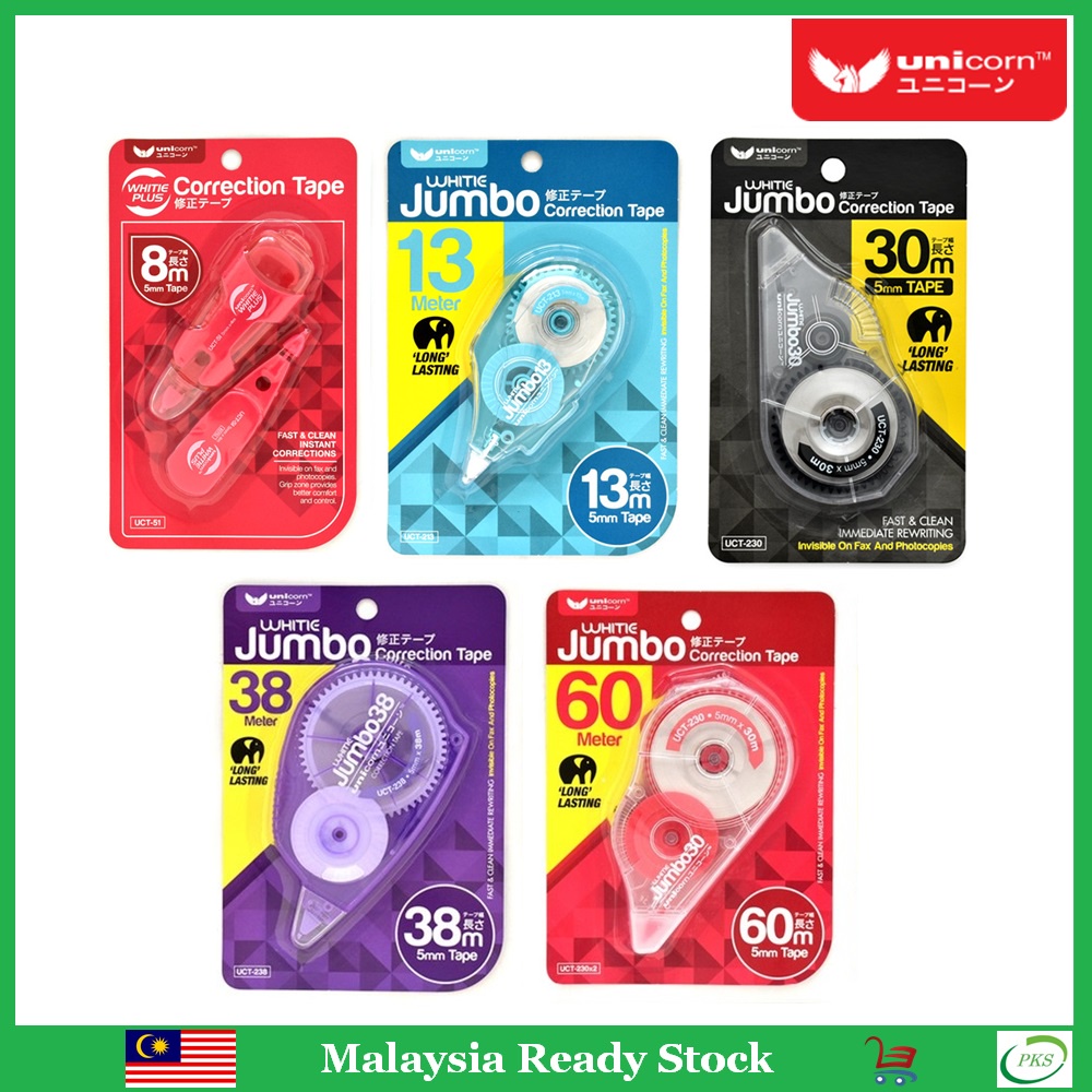Unicorn Whitie Jumbo Whitie Plus Correction Tape | Shopee Malaysia