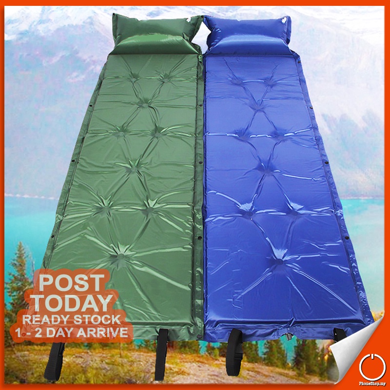 𝐁𝐔𝐈𝐋𝐓 𝐈𝐍 𝐏𝐈𝐋𝐋𝐎𝐖 Self Inflate Sleeping Pad Camping Mat Portable Hiking