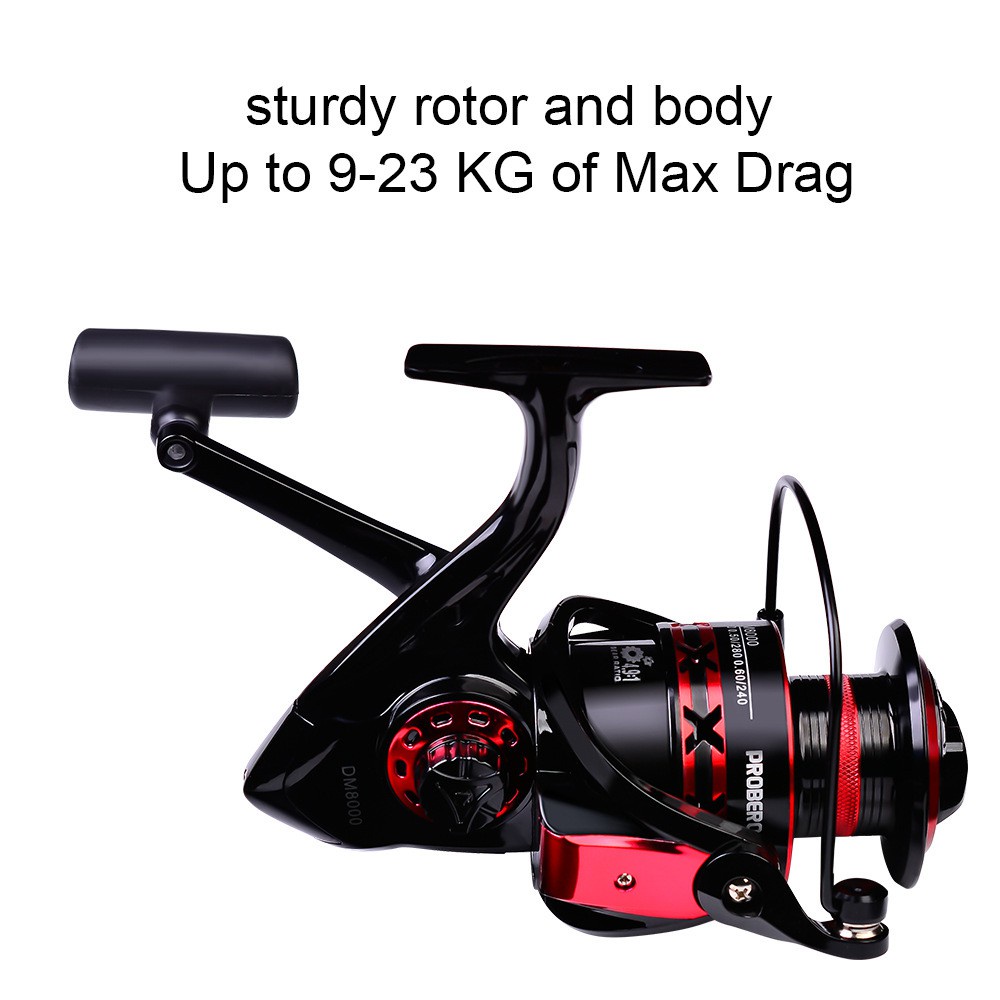 PROBEROS DM1000-DM8000 Series Fishing Reel Carp Metal Mesin Pancing  Spinning Reel Adjustable Handle Max Drag 23KG