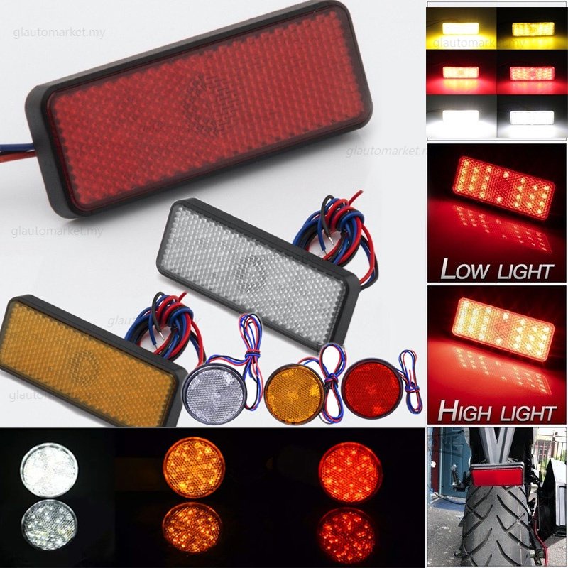 Motorcycle Light 12V 24LED Rectangle Reflector Tail Brake Stop Light ...