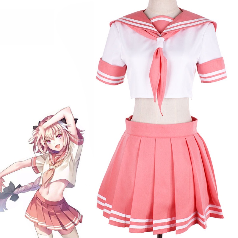 Apocrypha Fate FGO Astolfo Cosplay Costume Sexy Pink School Uniform ...