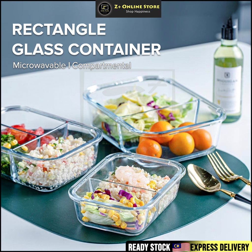 ZPLUS Rectangle Microwave Safe Glass Container Glass Food Storage Glass