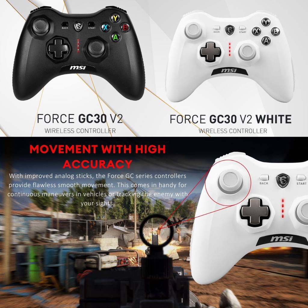 MSI FORCE GC30 V2 - WHITE / BLACK Gaming Controller (Wireless) | Shopee ...