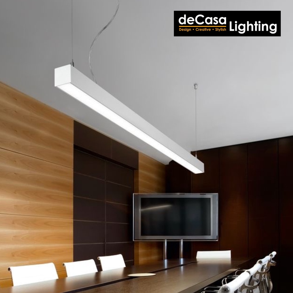 Decasa Office Pendant Light LED T8 Linear Light 4FT Black/White Dining