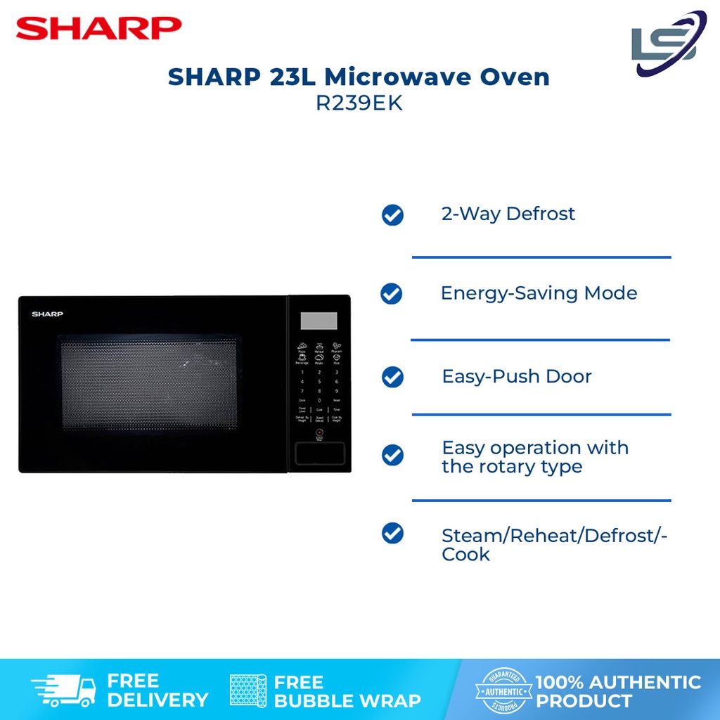 SHARP 23L Microwave Oven R239EK Auto Cook 2Way Defrost Energy