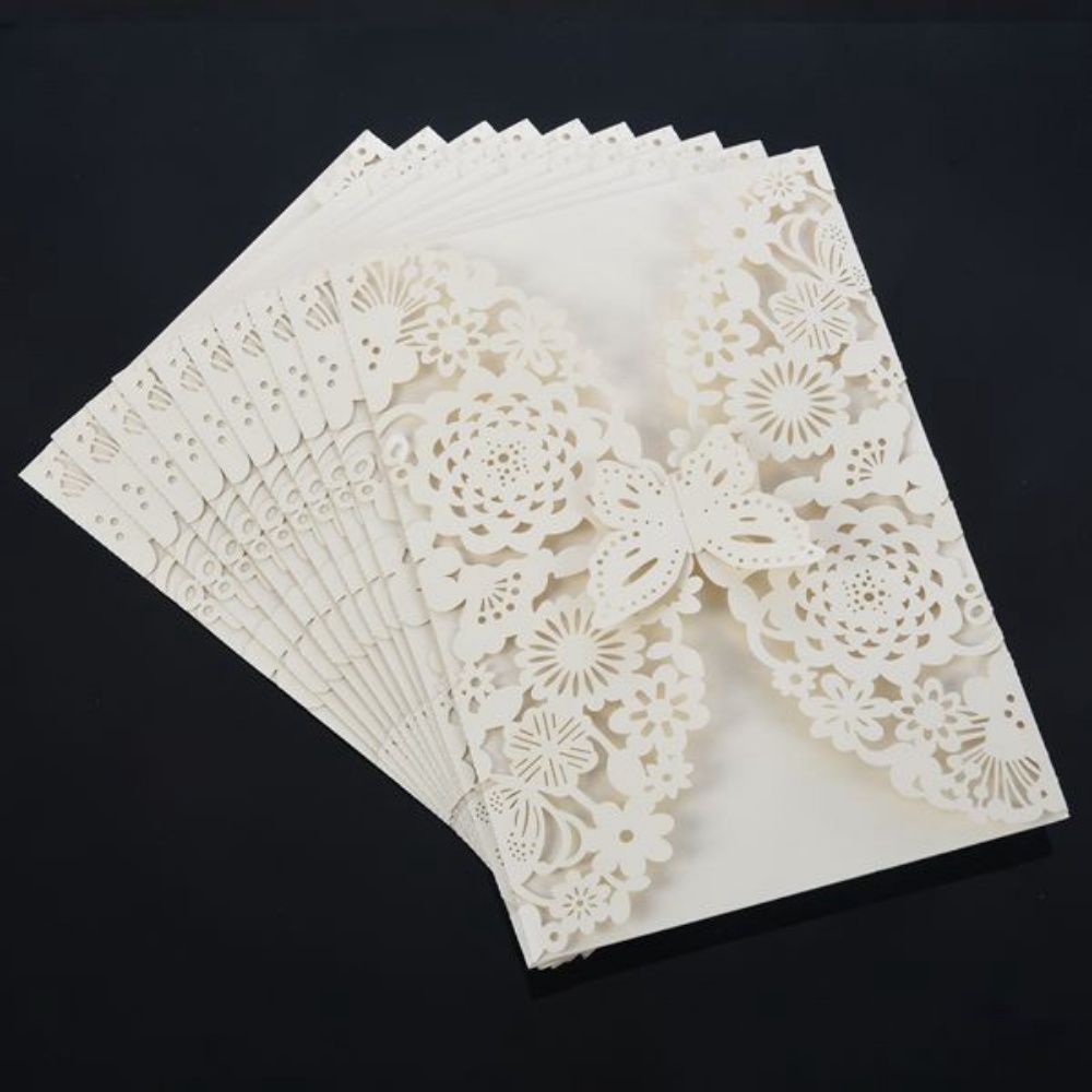 10pcs/pack Delicate Carved Butterflies Wedding Invitation Card 5R ...