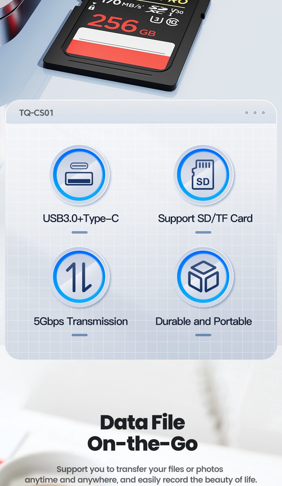 Toocki 2in1 USB3.0 Card Reader Type C USB To Micro SD TF 2TB Adapter