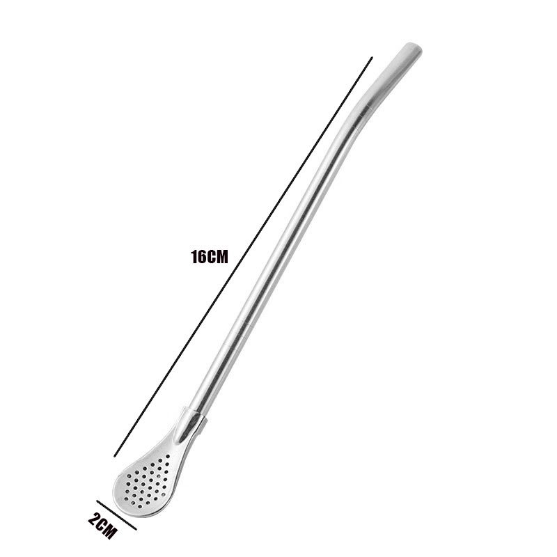2-Pack Stainless Steel Straw Spoons With Filters - Reusable For Tea & Coffee