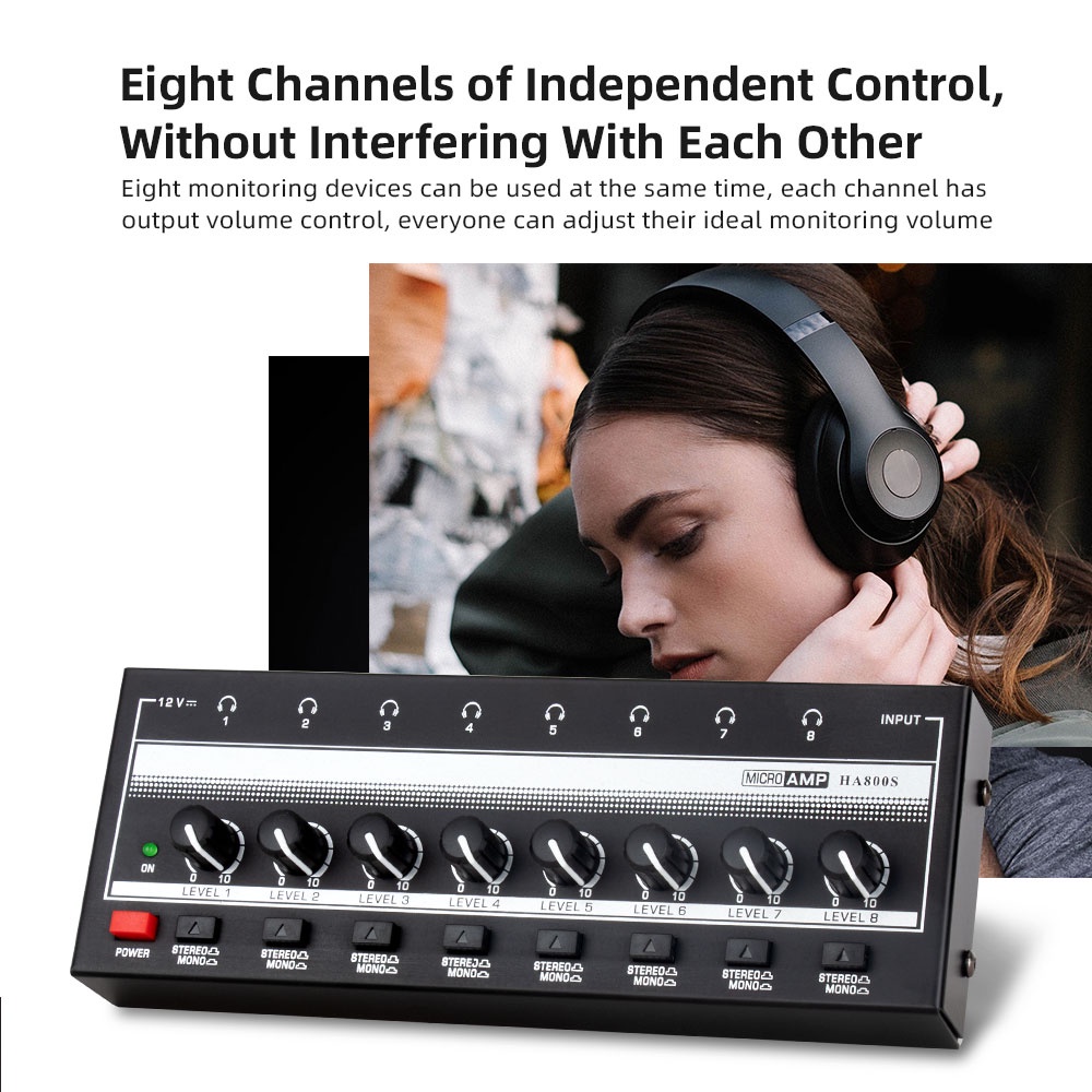 HA800S Metal Professional Monitor Splitter Mini Stereo Audio 8 Channel ...
