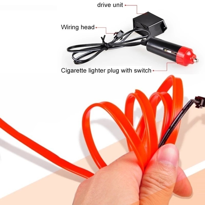 16.4FT 5Meters Car Interior Lighting Auto LED Strip EL Wire Rope Auto ...