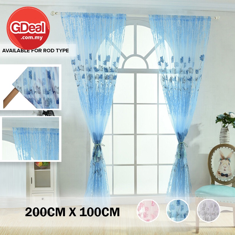 Gdeal Ring Beautiful Flower Window Curtain Living Room Screen Home Decor Curtains Langsir 100 X 200cm Sho Malaysia