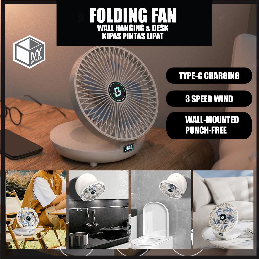 MYB Storage Table Lamp Circulating Fan with Hook I Portable ...