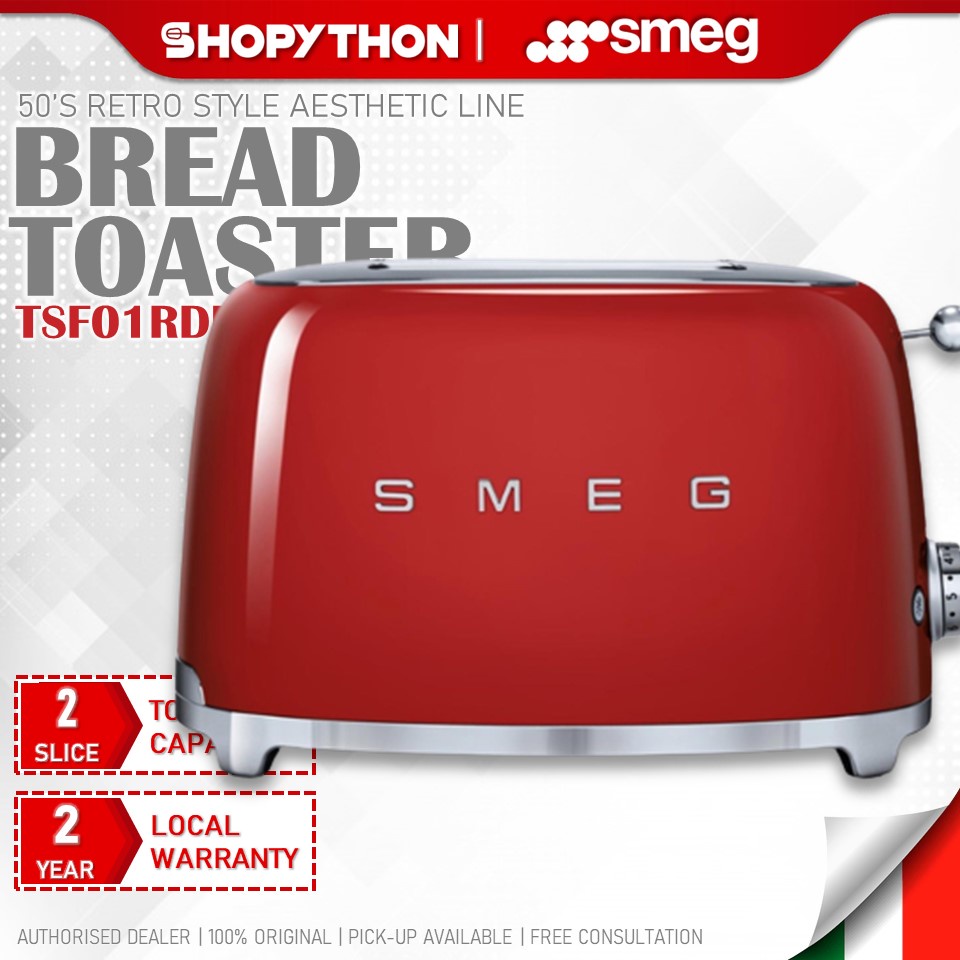 SMEG Electric 2Slice Toaster TSF01RDUK Red (950W) Bread Toaster