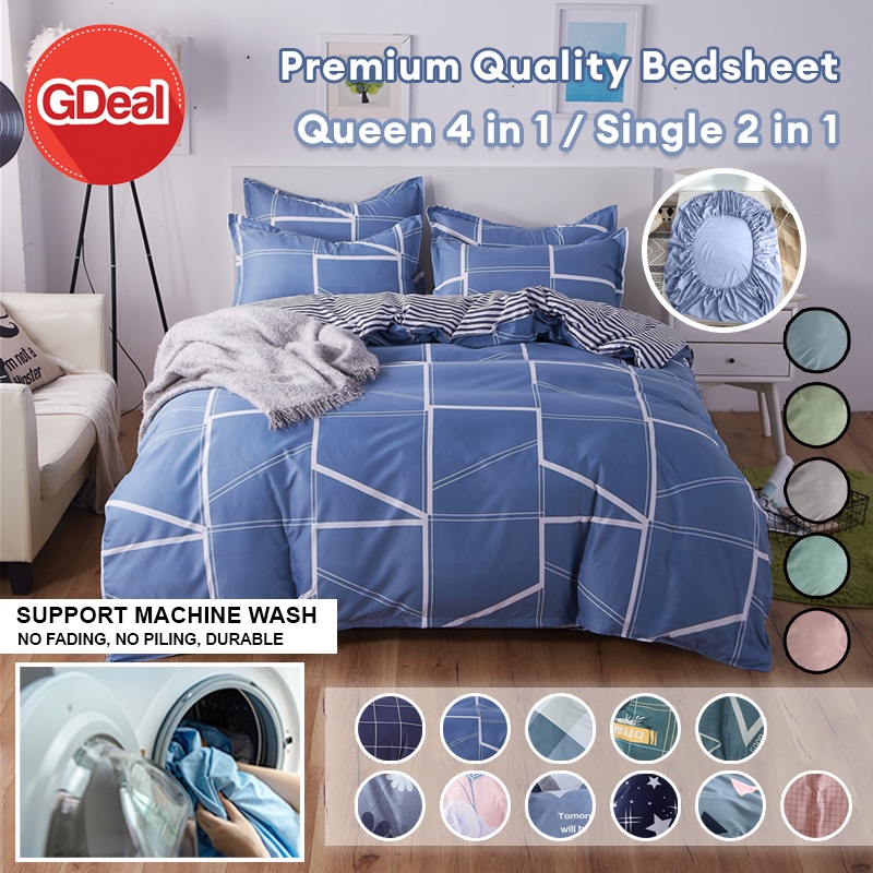 GDeal 4in1 Queen/2in1 Single Size Fitted Bedding Bedsheet Set With