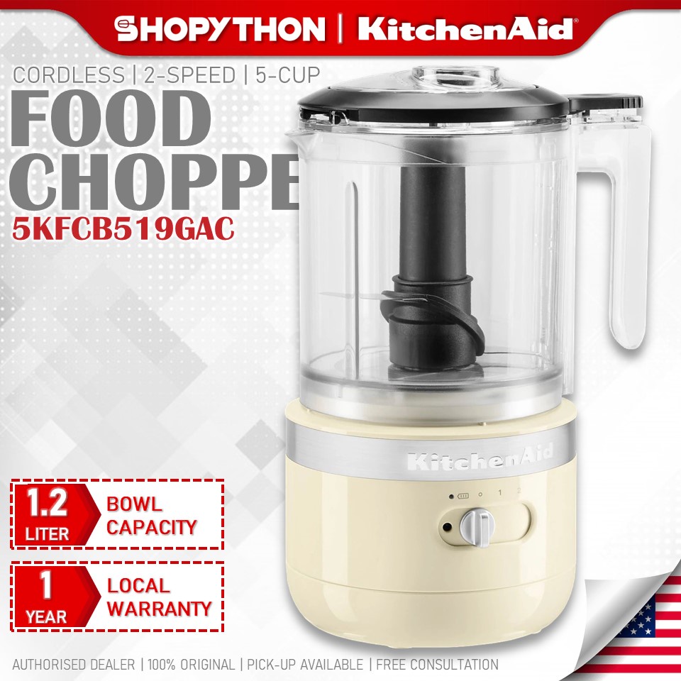 KITCHENAID Cordless 5Cup Food Chopper 5KFCB519GAC Almond Cream (1.18L/12V) Rechargeable