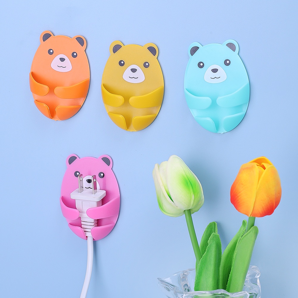 Multi-Purpose Creativity Cartoon Plastic Bear Plug Hook Punch-free Self ...