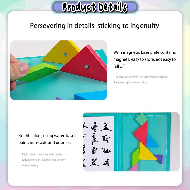 [Choo Choo Toy] Magnetic Puzzle Tangram Montessori IQ Brain Teaser ...