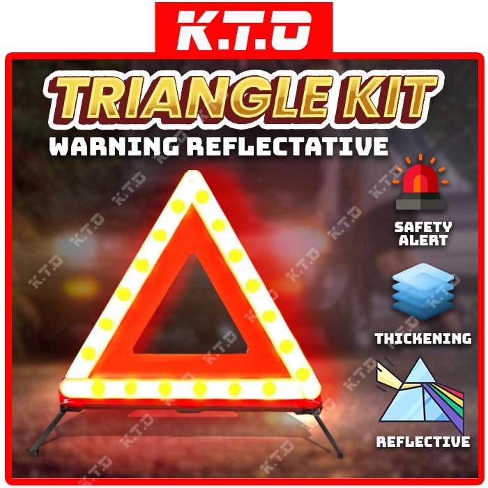 Car Warning Reflective Triangle Kit Foldable Safety Road Sign Emergency