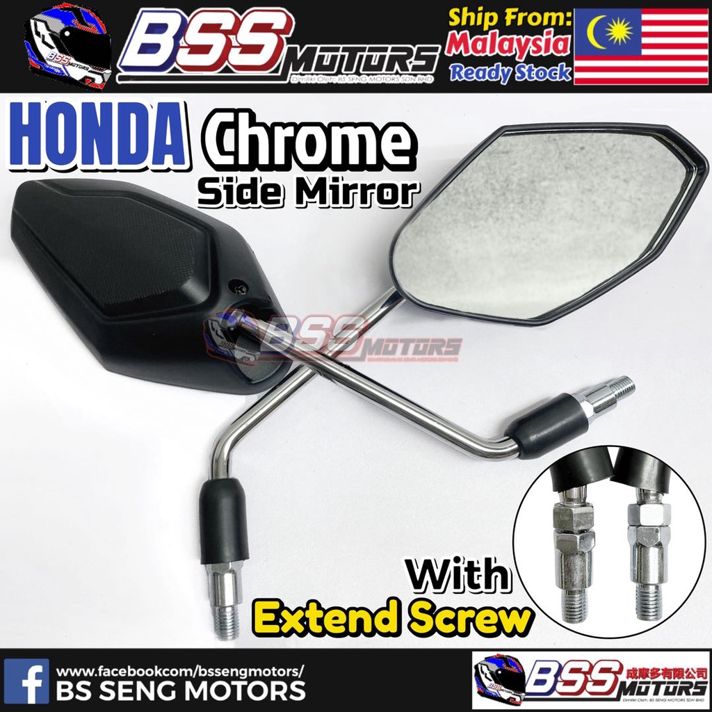 RSX150 Side Mirror Chrome Tebal+Extend Mirror Adapter Y15ZR LC135 RS150