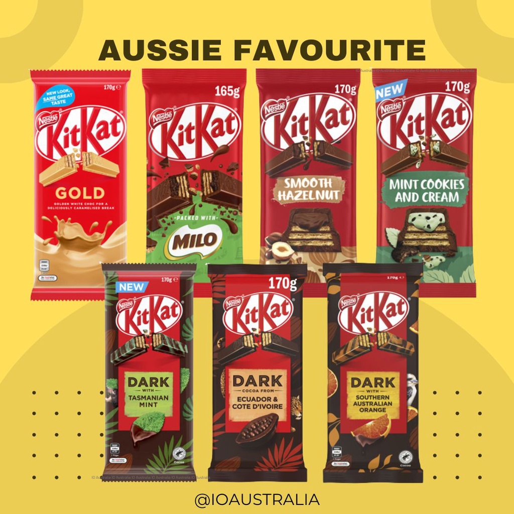 Kit Kat Australia Dark Chocolate / Kit Kat Milo / Gold / Cookies Cream