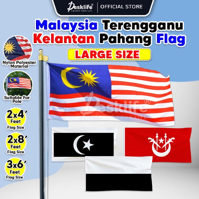 Desklife 2x4 2x8 3x6 Bendera Malaysia Merdeka Jalur Gemilang Flag