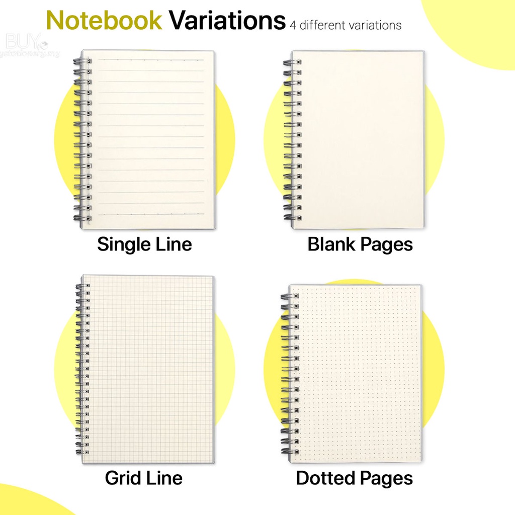 Notebook journal Transparent Cover 160pg A4 B5 A5 A6 80gsm Diary -1PC ...