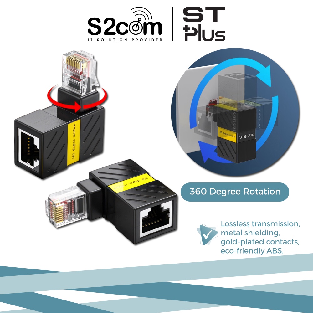 Network Cable Universal RJ45 Male To Female Conversion Head 360 Degree ...
