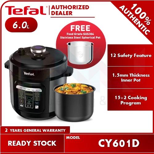 Free S Steel Pot Tefal 6.0L Home Chef Smart Multicooker Pressure