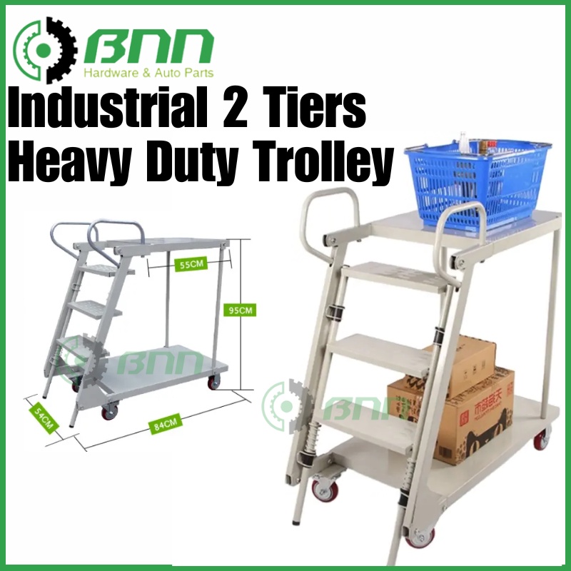 Industrial 2 Tiers Heavy Duty Trolley Metal Platform Trolleys With