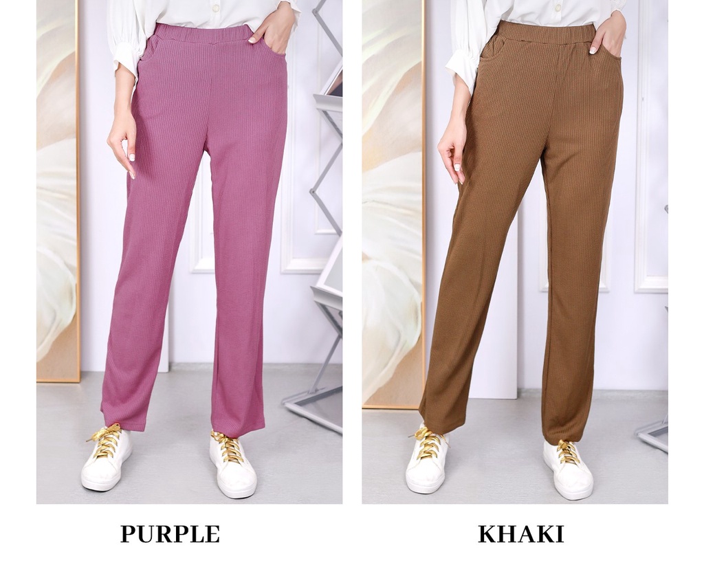 KM Women Casual High Waist Cotton Spandex Pants [P20872]