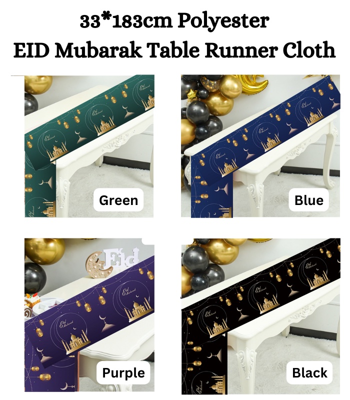 【SalesWithJoy】33*183cm EID Mubarak Table Runner Raya Aidilfitri Table ...