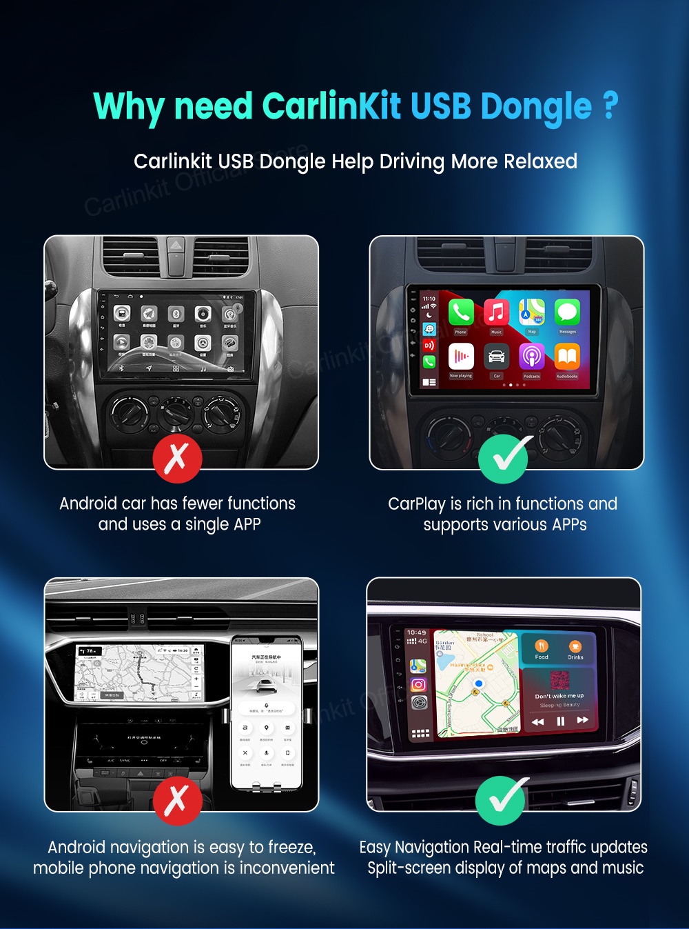 CarlinKit USB Wireless CarPlay Dongle Wired Android Auto AI Box ...