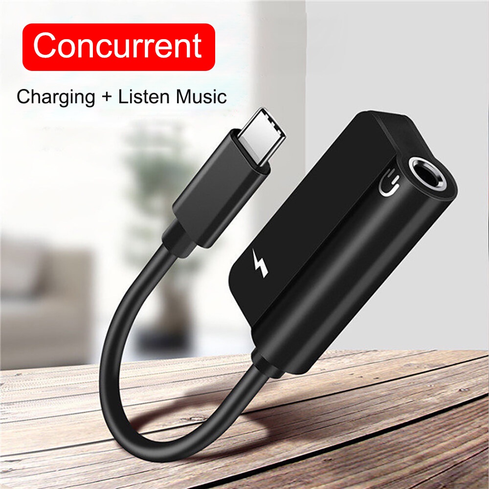 Type C To Audio 3.5mm Jack Adapter USB Type-C Port Charging Play Music ...
