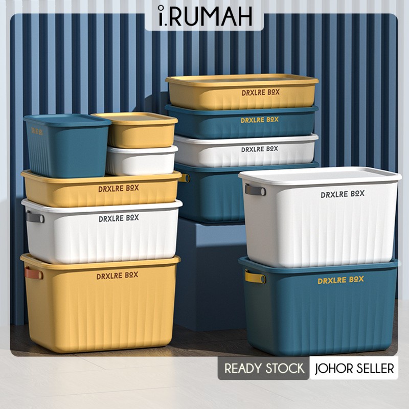 【i.Rumah】Modern Colour Storage Box with Lid Large Capacity Household ...
