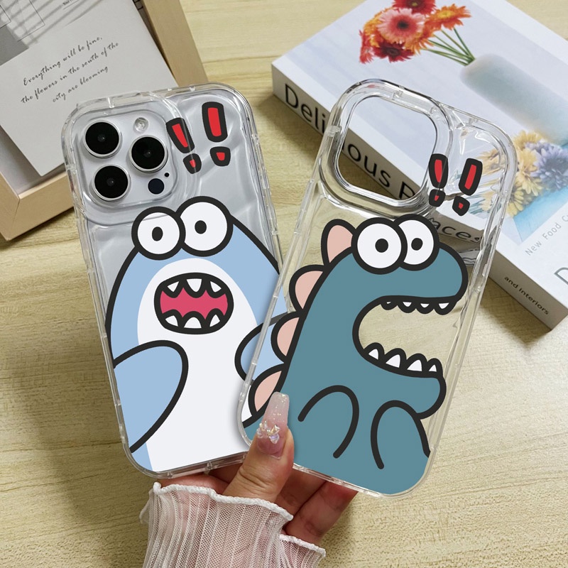 Suntaiho Funny Cute Casing Shark Cartoon Expression Pattern Phone Case ...
